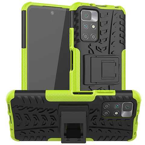 Coque Contour Silicone et Plastique Housse Etui Mat avec Support JX1 pour Xiaomi Redmi 10 (2022) Vert