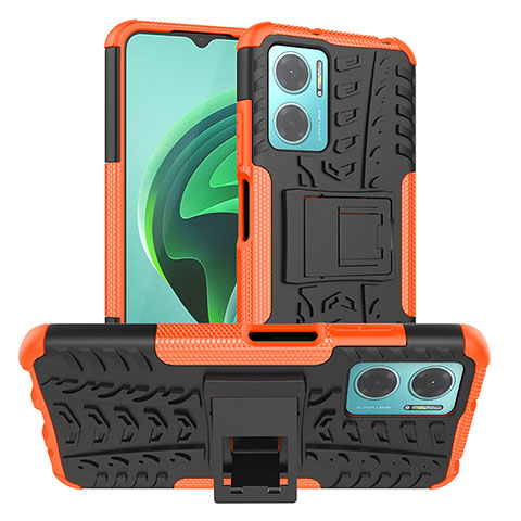 Coque Contour Silicone et Plastique Housse Etui Mat avec Support JX1 pour Xiaomi Redmi 10 Prime Plus 5G Orange