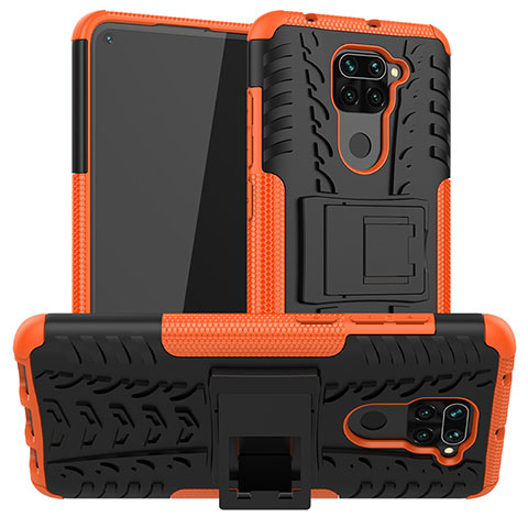 Coque Contour Silicone et Plastique Housse Etui Mat avec Support JX1 pour Xiaomi Redmi 10X 4G Orange