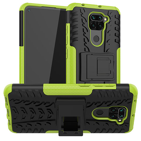 Coque Contour Silicone et Plastique Housse Etui Mat avec Support JX1 pour Xiaomi Redmi 10X 4G Vert