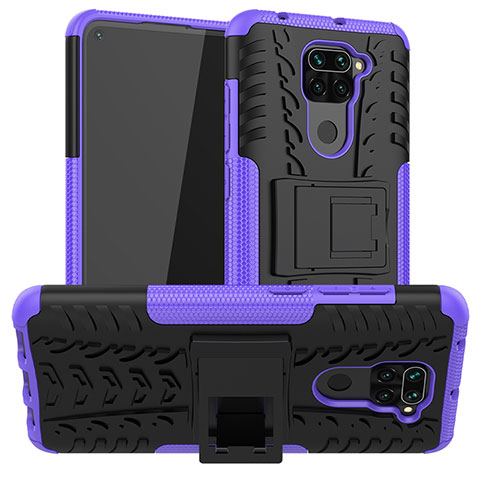 Coque Contour Silicone et Plastique Housse Etui Mat avec Support JX1 pour Xiaomi Redmi 10X 4G Violet