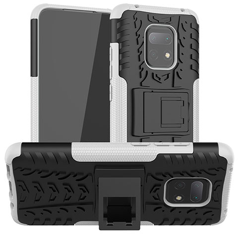 Coque Contour Silicone et Plastique Housse Etui Mat avec Support JX1 pour Xiaomi Redmi 10X 5G Argent