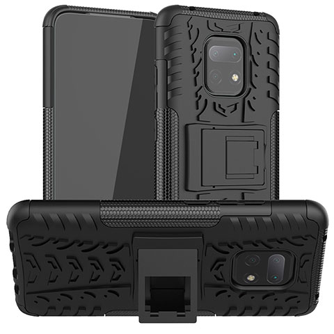 Coque Contour Silicone et Plastique Housse Etui Mat avec Support JX1 pour Xiaomi Redmi 10X 5G Noir