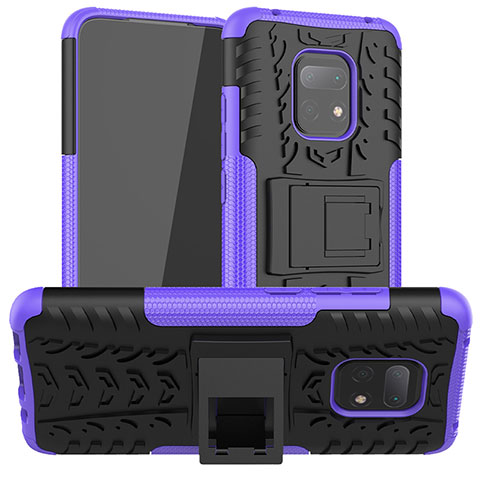 Coque Contour Silicone et Plastique Housse Etui Mat avec Support JX1 pour Xiaomi Redmi 10X 5G Violet