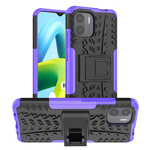 Coque Contour Silicone et Plastique Housse Etui Mat avec Support JX1 pour Xiaomi Redmi A1 Violet