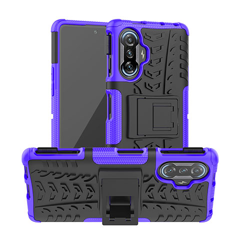 Coque Contour Silicone et Plastique Housse Etui Mat avec Support JX1 pour Xiaomi Redmi K40 Gaming 5G Violet