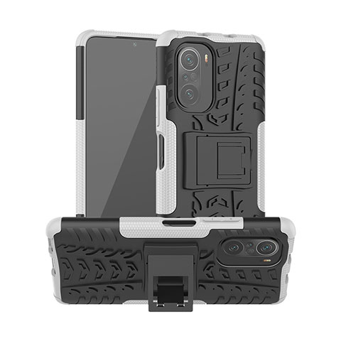 Coque Contour Silicone et Plastique Housse Etui Mat avec Support JX1 pour Xiaomi Redmi K40 Pro+ Plus 5G Argent