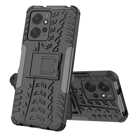 Coque Contour Silicone et Plastique Housse Etui Mat avec Support JX1 pour Xiaomi Redmi Note 12 4G Noir