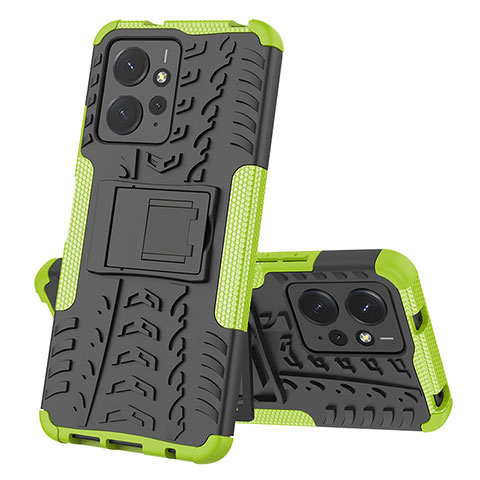 Coque Contour Silicone et Plastique Housse Etui Mat avec Support JX1 pour Xiaomi Redmi Note 12 4G Vert