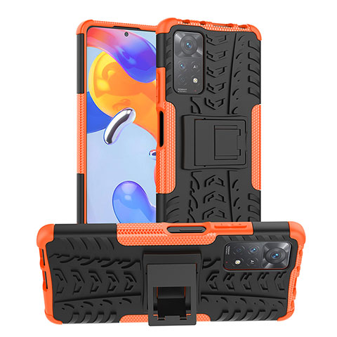 Coque Contour Silicone et Plastique Housse Etui Mat avec Support JX1 pour Xiaomi Redmi Note 12 Pro 4G Orange