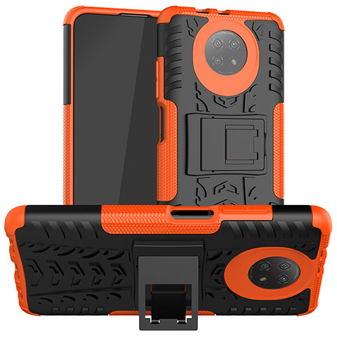 Coque Contour Silicone et Plastique Housse Etui Mat avec Support JX1 pour Xiaomi Redmi Note 9T 5G Orange