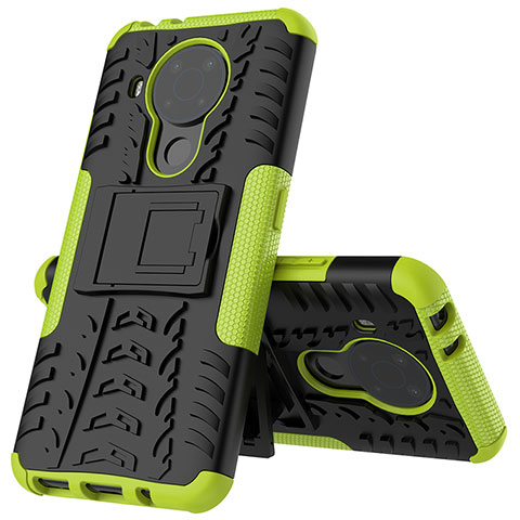 Coque Contour Silicone et Plastique Housse Etui Mat avec Support JX2 pour Nokia 5.4 Vert