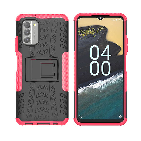 Coque Contour Silicone et Plastique Housse Etui Mat avec Support JX2 pour Nokia G400 5G Rose Rouge