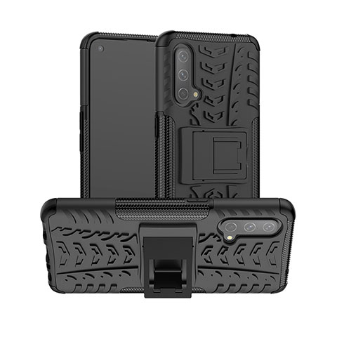 Coque Contour Silicone et Plastique Housse Etui Mat avec Support JX2 pour OnePlus Nord CE 5G Noir