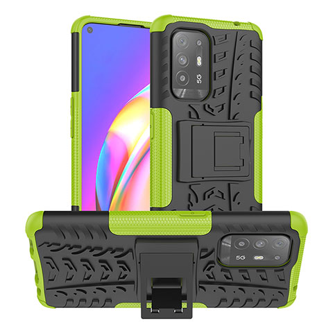 Coque Contour Silicone et Plastique Housse Etui Mat avec Support JX2 pour Oppo A95 5G Vert