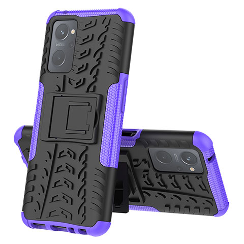 Coque Contour Silicone et Plastique Housse Etui Mat avec Support JX2 pour Oppo K10 4G Violet