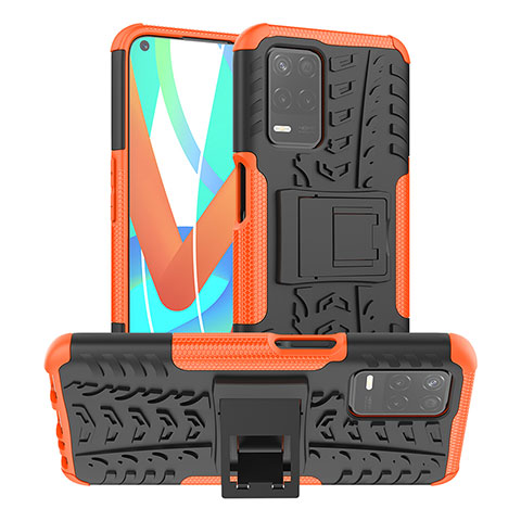 Coque Contour Silicone et Plastique Housse Etui Mat avec Support JX2 pour Realme 8 5G Orange