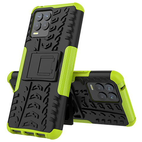 Coque Contour Silicone et Plastique Housse Etui Mat avec Support JX2 pour Realme 8 Pro Vert