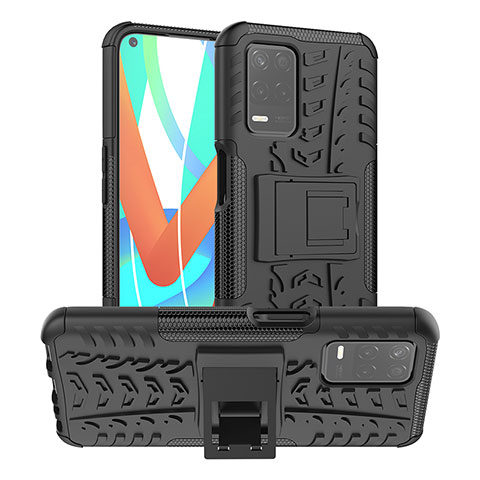 Coque Contour Silicone et Plastique Housse Etui Mat avec Support JX2 pour Realme 8s 5G Noir