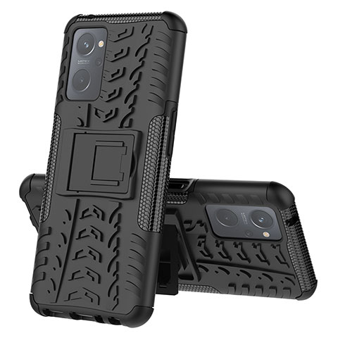 Coque Contour Silicone et Plastique Housse Etui Mat avec Support JX2 pour Realme 9i 4G Noir