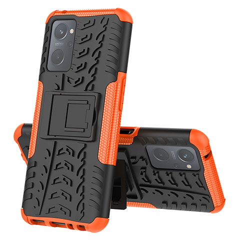 Coque Contour Silicone et Plastique Housse Etui Mat avec Support JX2 pour Realme 9i 4G Orange