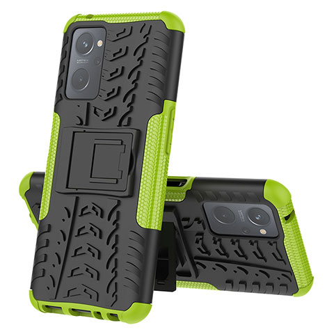 Coque Contour Silicone et Plastique Housse Etui Mat avec Support JX2 pour Realme 9i 4G Vert