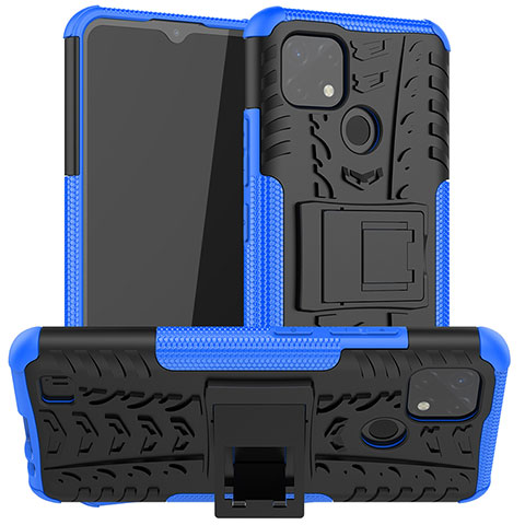 Coque Contour Silicone et Plastique Housse Etui Mat avec Support JX2 pour Realme C11 (2021) Bleu