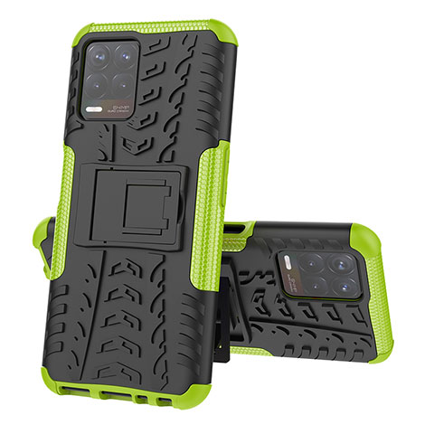 Coque Contour Silicone et Plastique Housse Etui Mat avec Support JX2 pour Realme Narzo 50 4G Vert