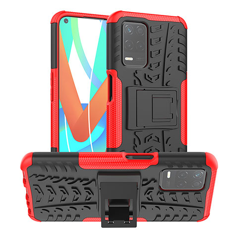 Coque Contour Silicone et Plastique Housse Etui Mat avec Support JX2 pour Realme V13 5G Rouge