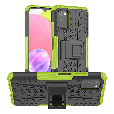 Coque Contour Silicone et Plastique Housse Etui Mat avec Support JX2 pour Samsung Galaxy A02s Vert