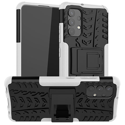 Coque Contour Silicone et Plastique Housse Etui Mat avec Support JX2 pour Samsung Galaxy A32 4G Argent