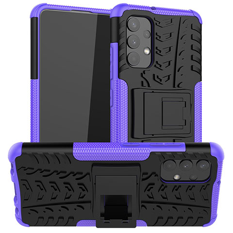 Coque Contour Silicone et Plastique Housse Etui Mat avec Support JX2 pour Samsung Galaxy A32 4G Violet