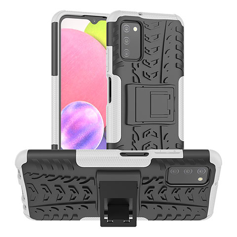 Coque Contour Silicone et Plastique Housse Etui Mat avec Support JX2 pour Samsung Galaxy F02S SM-E025F Argent