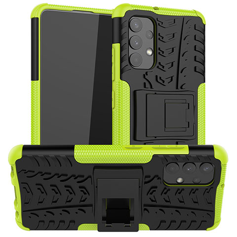 Coque Contour Silicone et Plastique Housse Etui Mat avec Support JX2 pour Samsung Galaxy M32 5G Vert