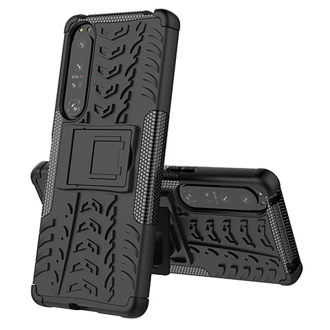 Coque Contour Silicone et Plastique Housse Etui Mat avec Support JX2 pour Sony Xperia 1 IV SO-51C Noir