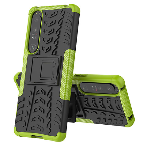 Coque Contour Silicone et Plastique Housse Etui Mat avec Support JX2 pour Sony Xperia 1 IV SO-51C Vert