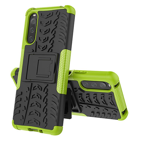 Coque Contour Silicone et Plastique Housse Etui Mat avec Support JX2 pour Sony Xperia 10 IV SO-52C Vert