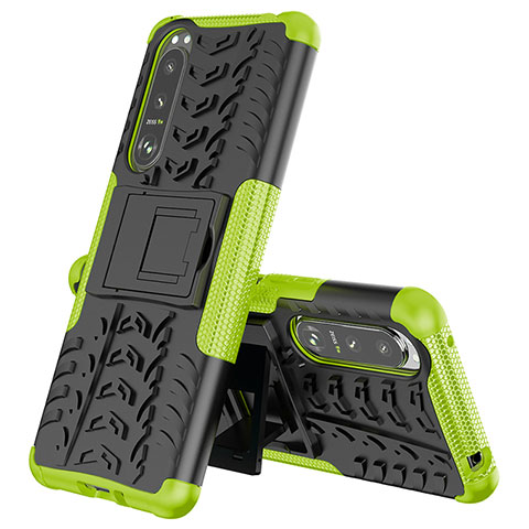 Coque Contour Silicone et Plastique Housse Etui Mat avec Support JX2 pour Sony Xperia 5 III SO-53B Vert