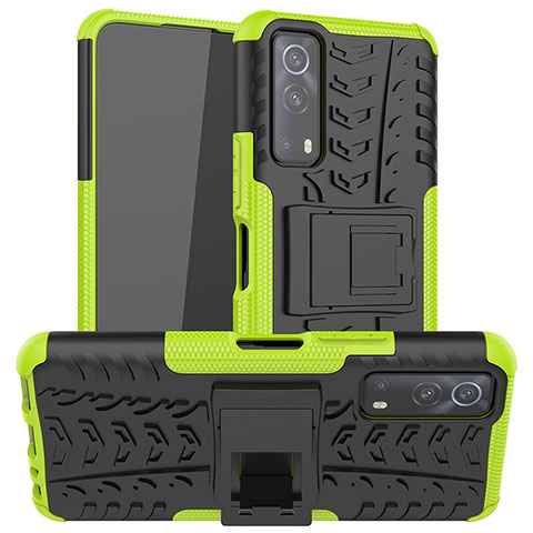 Coque Contour Silicone et Plastique Housse Etui Mat avec Support JX2 pour Vivo iQOO Z3 5G Vert