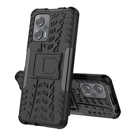 Coque Contour Silicone et Plastique Housse Etui Mat avec Support JX2 pour Xiaomi Poco X4 GT 5G Noir