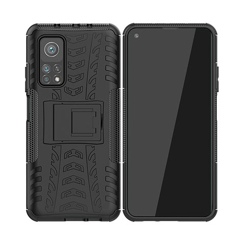 Coque Contour Silicone et Plastique Housse Etui Mat avec Support JX2 pour Xiaomi Redmi K30S 5G Noir