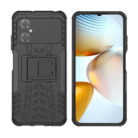 Coque Contour Silicone et Plastique Housse Etui Mat avec Support JX2 pour Xiaomi Redmi Note 11R 5G Noir