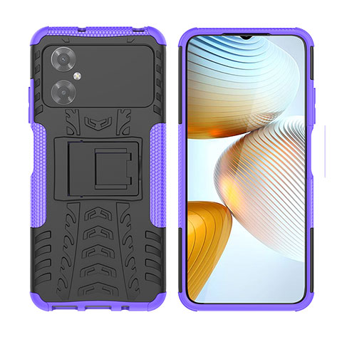 Coque Contour Silicone et Plastique Housse Etui Mat avec Support JX2 pour Xiaomi Redmi Note 11R 5G Violet