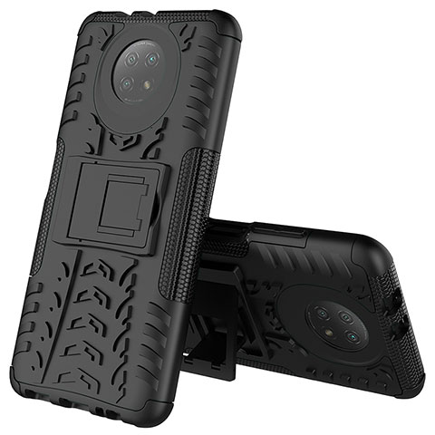 Coque Contour Silicone et Plastique Housse Etui Mat avec Support JX2 pour Xiaomi Redmi Note 9T 5G Noir