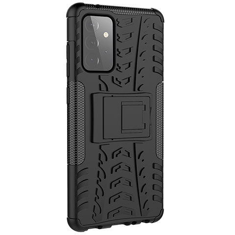 Coque Contour Silicone et Plastique Housse Etui Mat avec Support JX3 pour Samsung Galaxy A72 4G Noir