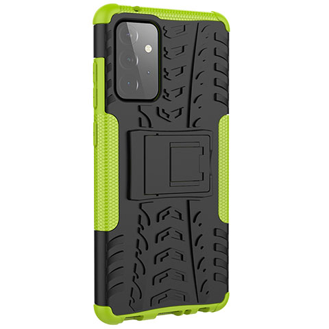 Coque Contour Silicone et Plastique Housse Etui Mat avec Support JX3 pour Samsung Galaxy A72 4G Vert