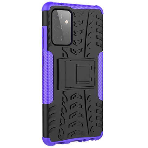 Coque Contour Silicone et Plastique Housse Etui Mat avec Support JX3 pour Samsung Galaxy A72 4G Violet