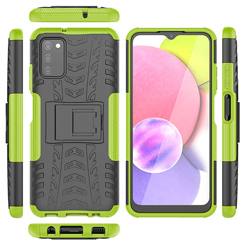 Coque Contour Silicone et Plastique Housse Etui Mat avec Support JX5 pour Samsung Galaxy F02S SM-E025F Vert