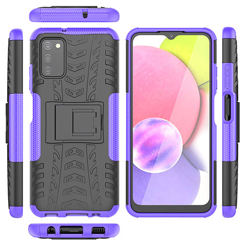 Coque Contour Silicone et Plastique Housse Etui Mat avec Support JX5 pour Samsung Galaxy M02s Violet