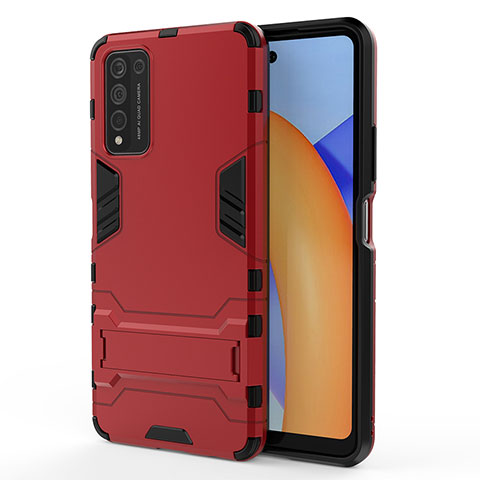 Coque Contour Silicone et Plastique Housse Etui Mat avec Support KC1 pour Huawei Honor 10X Lite Rouge